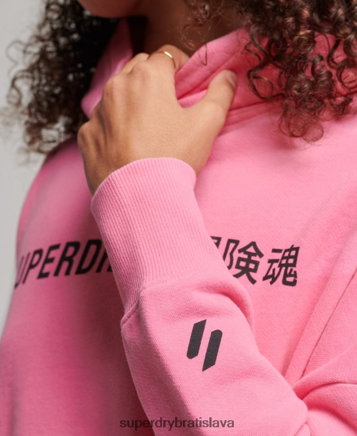 Superdry ženy Core sport crop box mikina s kapucňou 6B4ZTR2303 oblečenie Ružová