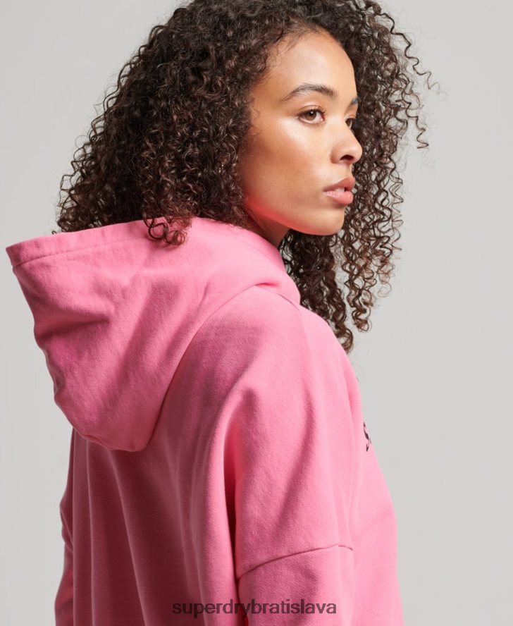 Superdry ženy Core sport crop box mikina s kapucňou 6B4ZTR2303 oblečenie Ružová