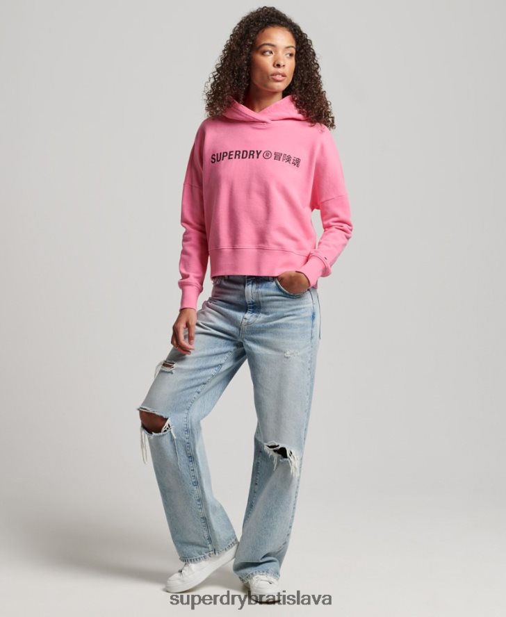 Superdry ženy Core sport crop box mikina s kapucňou 6B4ZTR2303 oblečenie Ružová
