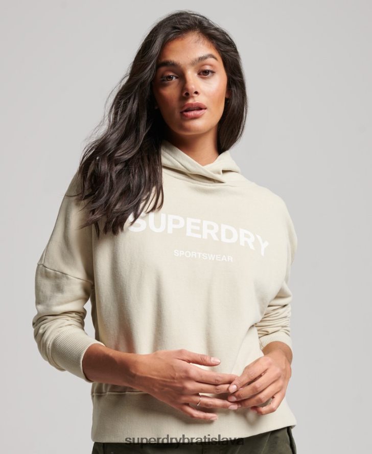 Superdry ženy Core sport crop box mikina s kapucňou 6B4ZTR3360 oblečenie béžová