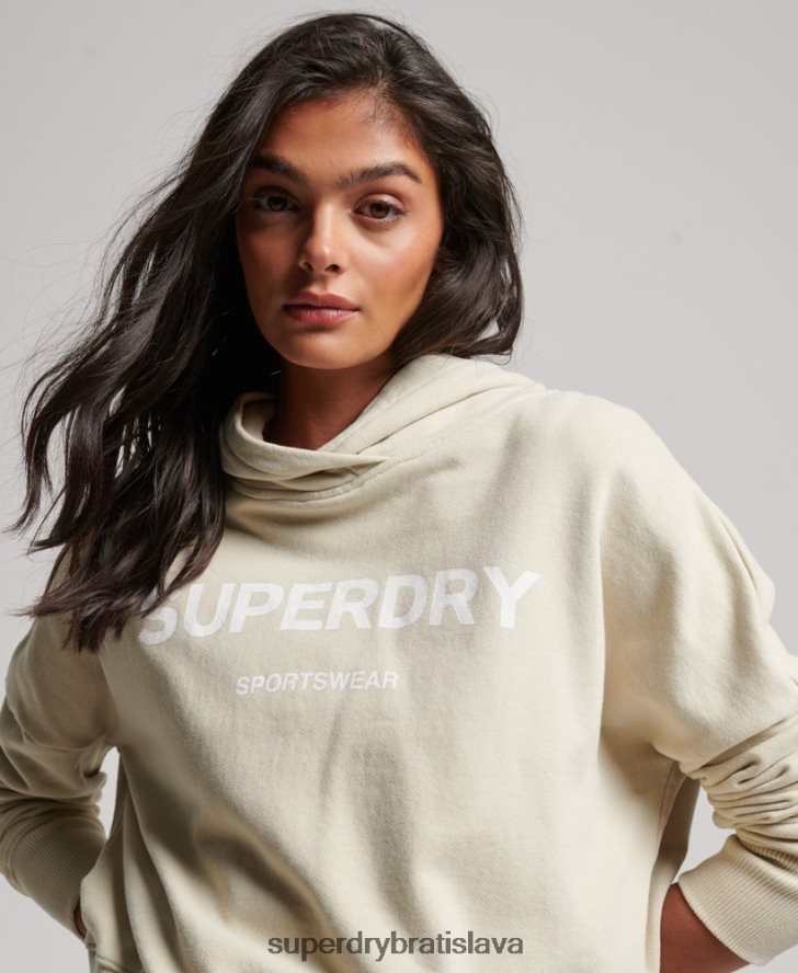 Superdry ženy Core sport crop box mikina s kapucňou 6B4ZTR3360 oblečenie béžová