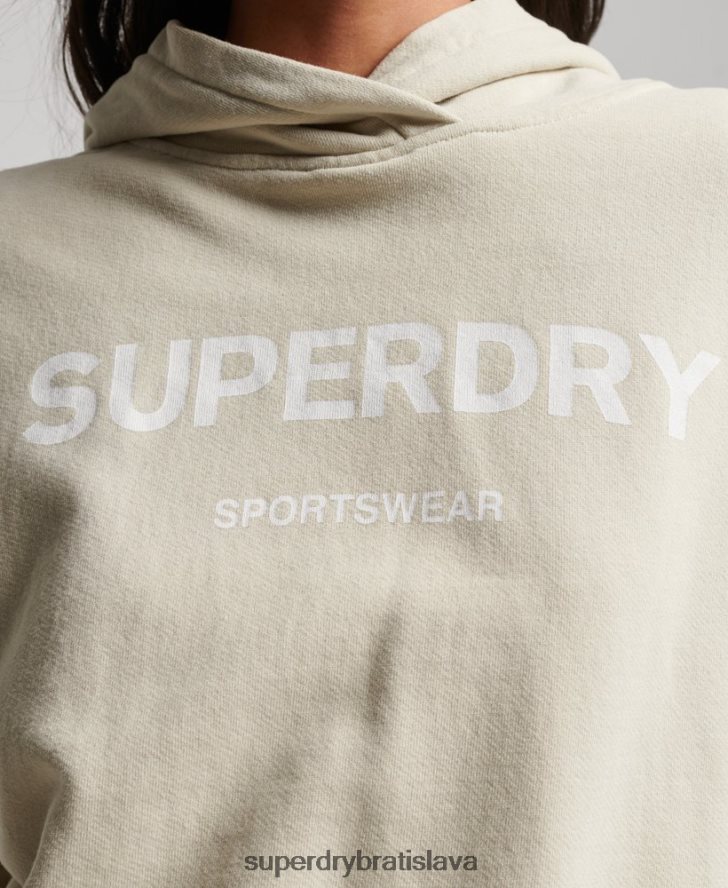 Superdry ženy Core sport crop box mikina s kapucňou 6B4ZTR3360 oblečenie béžová