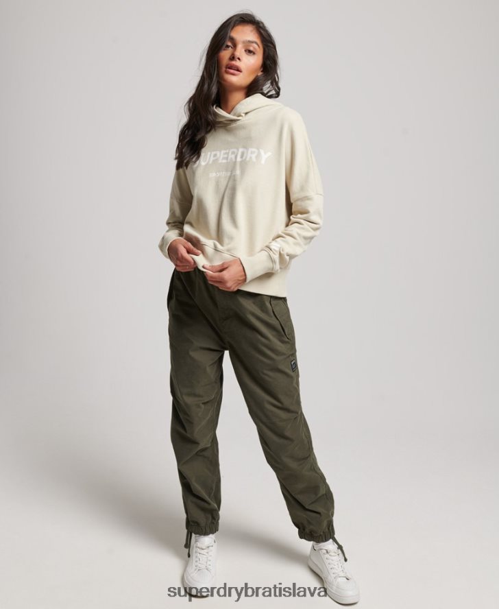 Superdry ženy Core sport crop box mikina s kapucňou 6B4ZTR3360 oblečenie béžová
