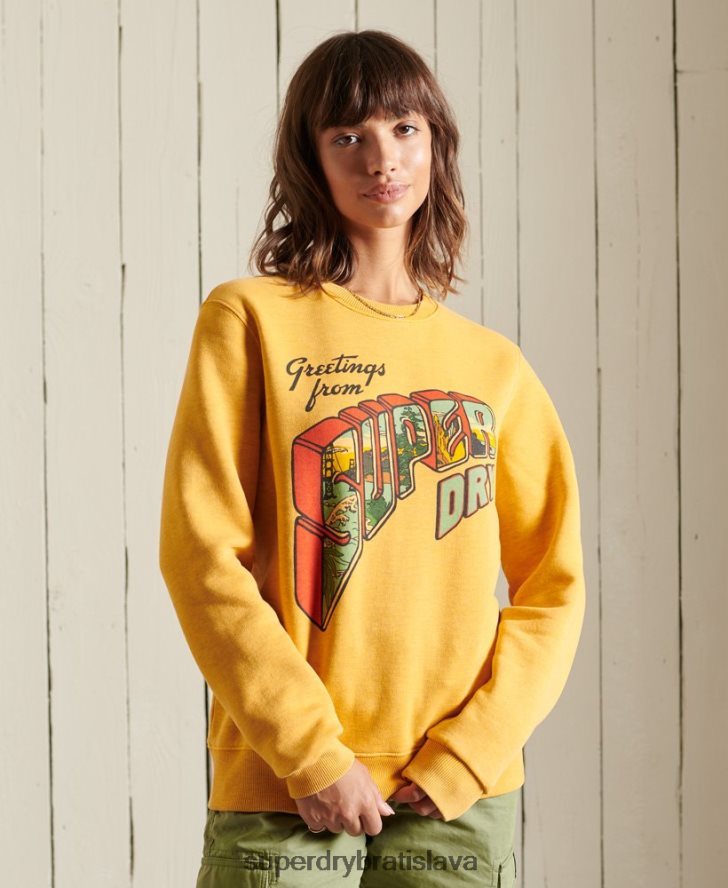 Superdry ženy Heritage mountain crew mikina 6B4ZTR3463 oblečenie zlato