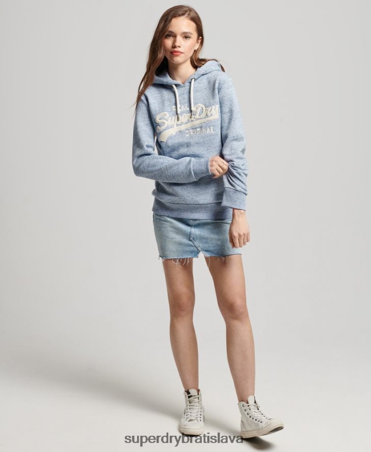 Superdry ženy Kolegiálna mikina s vintage logom 6B4ZTR2320 oblečenie svetlo modrá