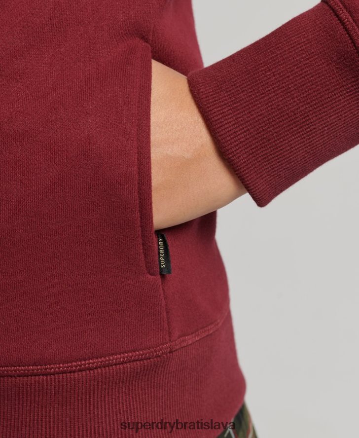 Superdry ženy Luxusná mikina s kapucňou na zips s vyšívaným logom 6B4ZTR6023 oblečenie červená