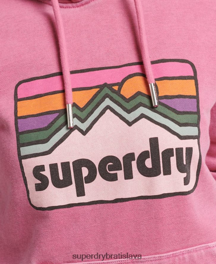 Superdry ženy Mikina s kapucňou do terénu z 90. rokov 6B4ZTR5749 oblečenie Ružová