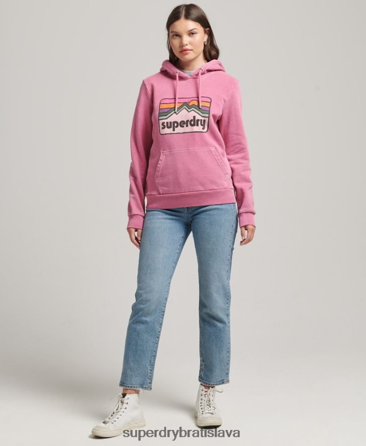 Superdry ženy Mikina s kapucňou do terénu z 90. rokov 6B4ZTR5749 oblečenie Ružová