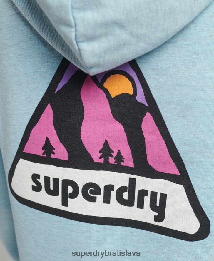 Superdry ženy Mikina s kapucňou do terénu z 90. rokov 6B4ZTR5907 oblečenie svetlo modrá