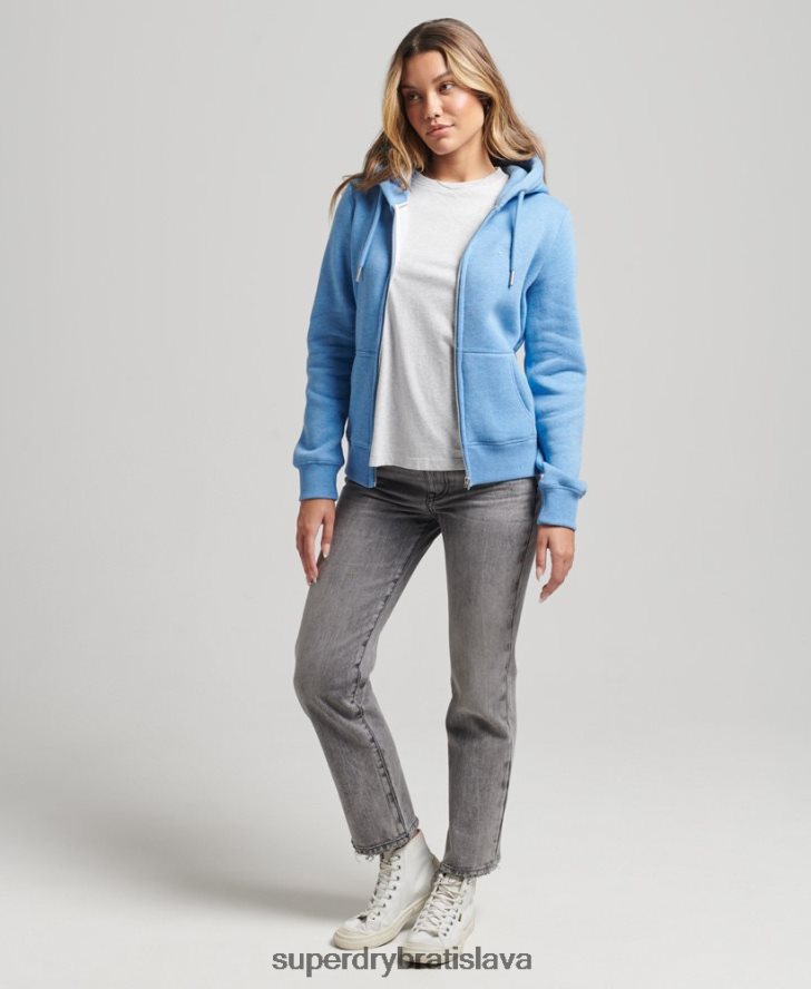 Superdry ženy Mikina s kapucňou s logom na zips z organickej bavlny 6B4ZTR3301 oblečenie Modrá