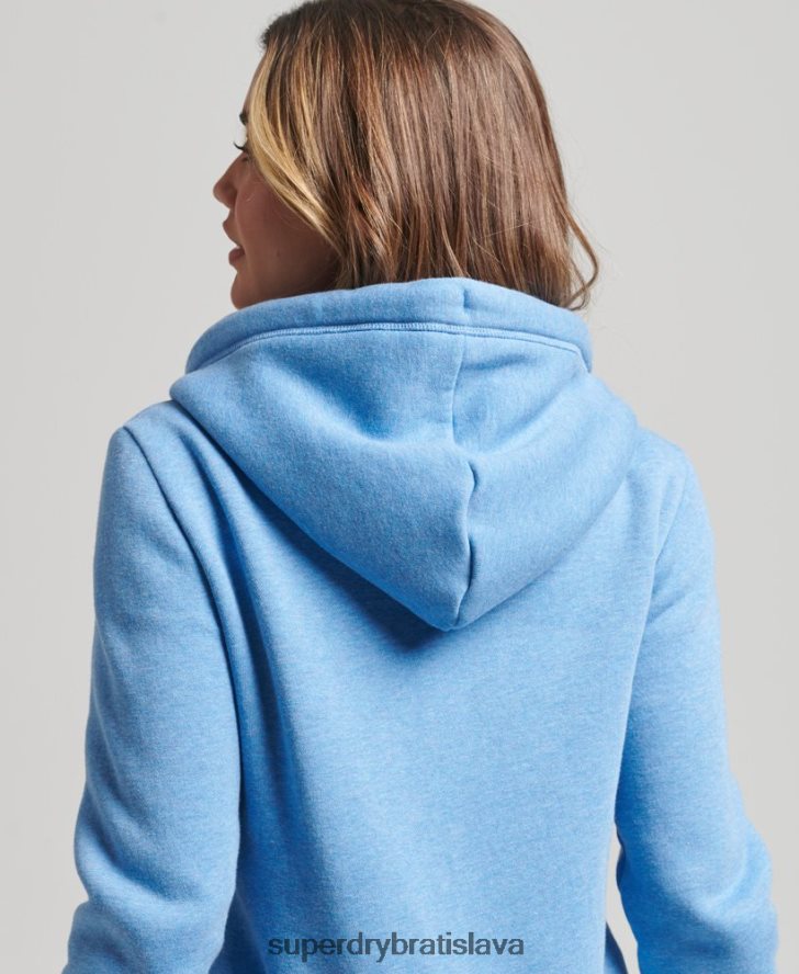 Superdry ženy Mikina s kapucňou s logom na zips z organickej bavlny 6B4ZTR3301 oblečenie Modrá