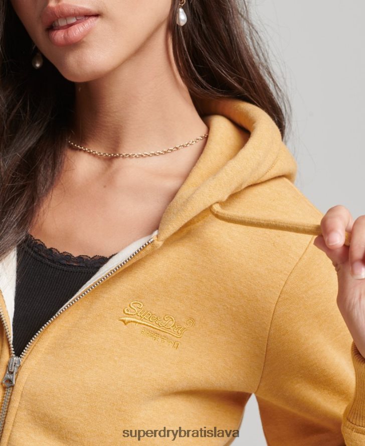 Superdry ženy Mikina s kapucňou s logom na zips z organickej bavlny 6B4ZTR3343 oblečenie žltá