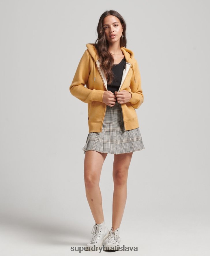 Superdry ženy Mikina s kapucňou s logom na zips z organickej bavlny 6B4ZTR3343 oblečenie žltá