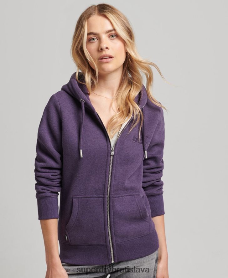Superdry ženy Mikina s kapucňou s logom na zips z organickej bavlny 6B4ZTR5930 oblečenie Fialová