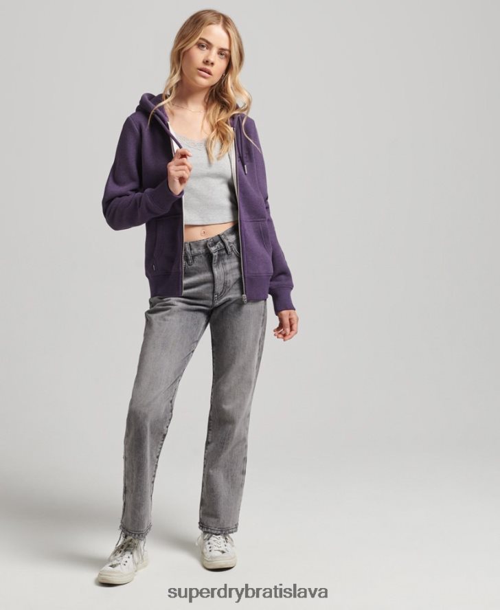 Superdry ženy Mikina s kapucňou s logom na zips z organickej bavlny 6B4ZTR5930 oblečenie Fialová