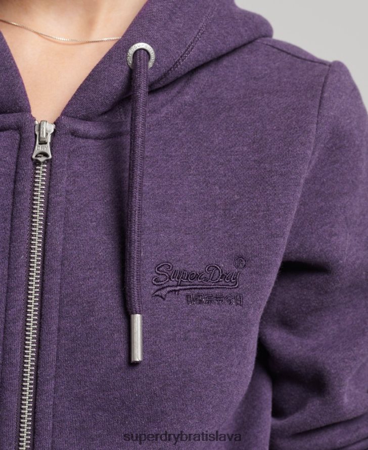 Superdry ženy Mikina s kapucňou s logom na zips z organickej bavlny 6B4ZTR5930 oblečenie Fialová