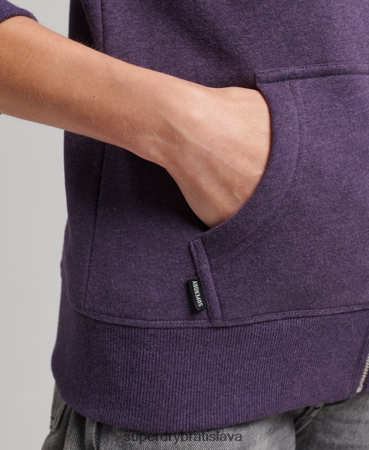 Superdry ženy Mikina s kapucňou s logom na zips z organickej bavlny 6B4ZTR5930 oblečenie Fialová