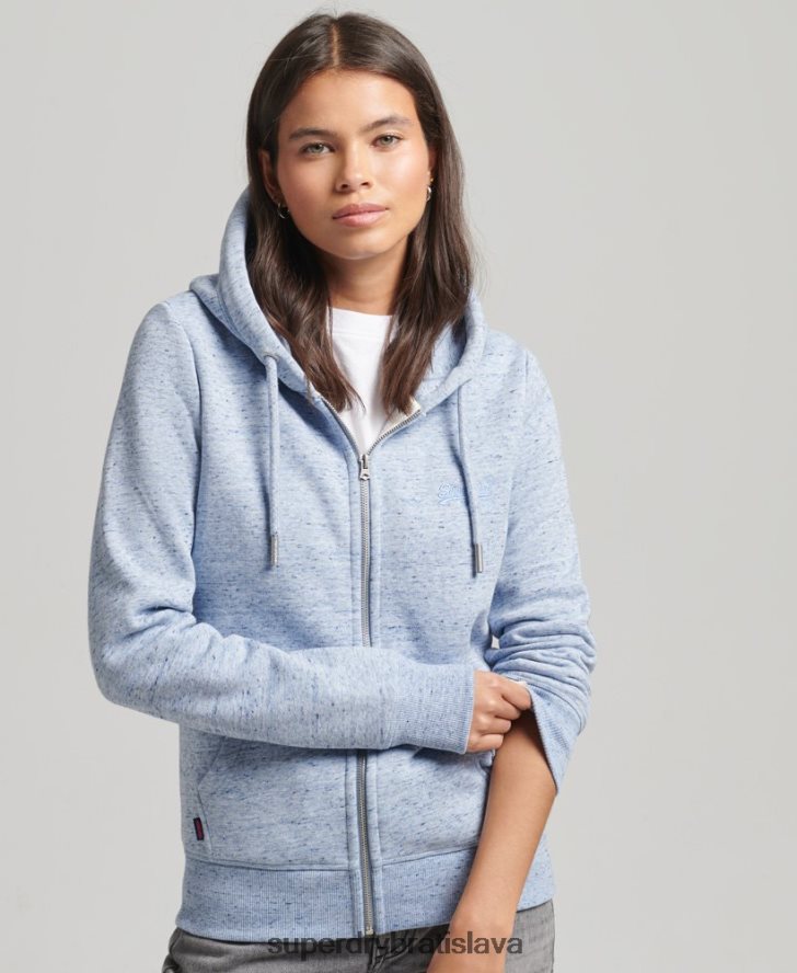 Superdry ženy Mikina s kapucňou s logom na zips z organickej bavlny 6B4ZTR5963 oblečenie svetlo modrá