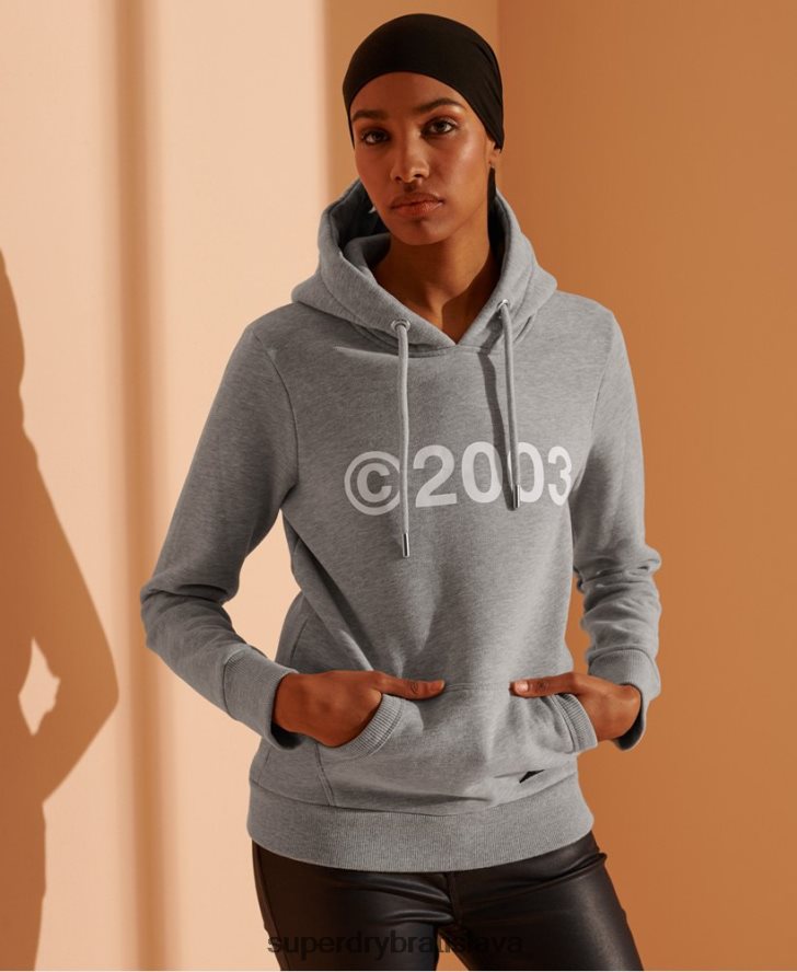 Superdry ženy Mikina s kapucňou z roku 2003 6B4ZTR3475 oblečenie sivá