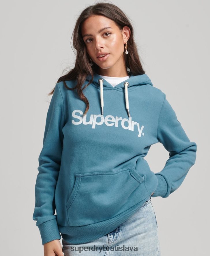 Superdry ženy Mikina s logom s organickou bavlnou 6B4ZTR5942 oblečenie Modrá