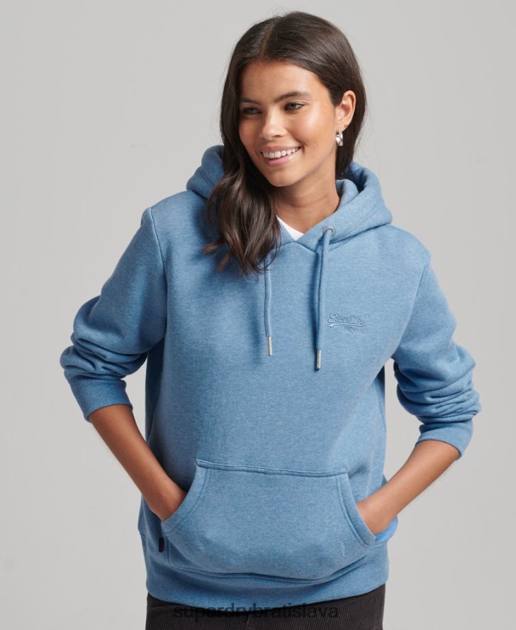 Superdry ženy Mikina s podstatným logom z organickej bavlny 6B4ZTR5746 oblečenie Modrá