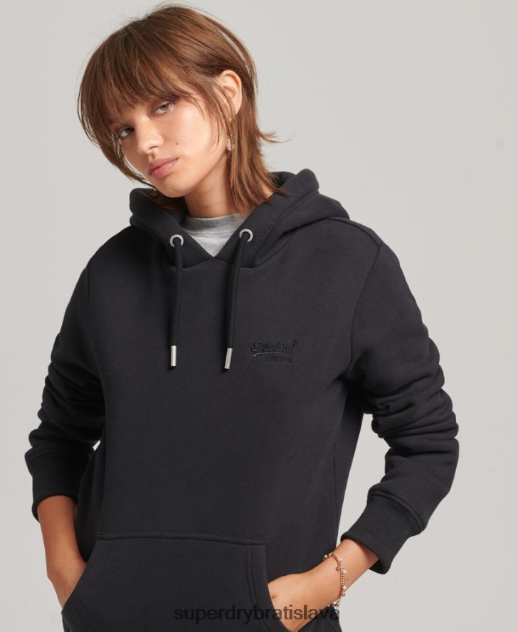 Superdry ženy Mikina s podstatným logom z organickej bavlny 6B4ZTR5766 oblečenie čierna