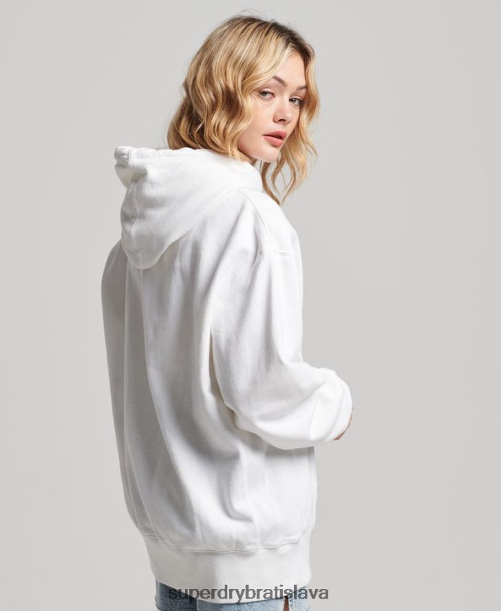 Superdry ženy Nadrozmerná mikina s kapucňou z organickej bavlny 6B4ZTR5768 oblečenie biely
