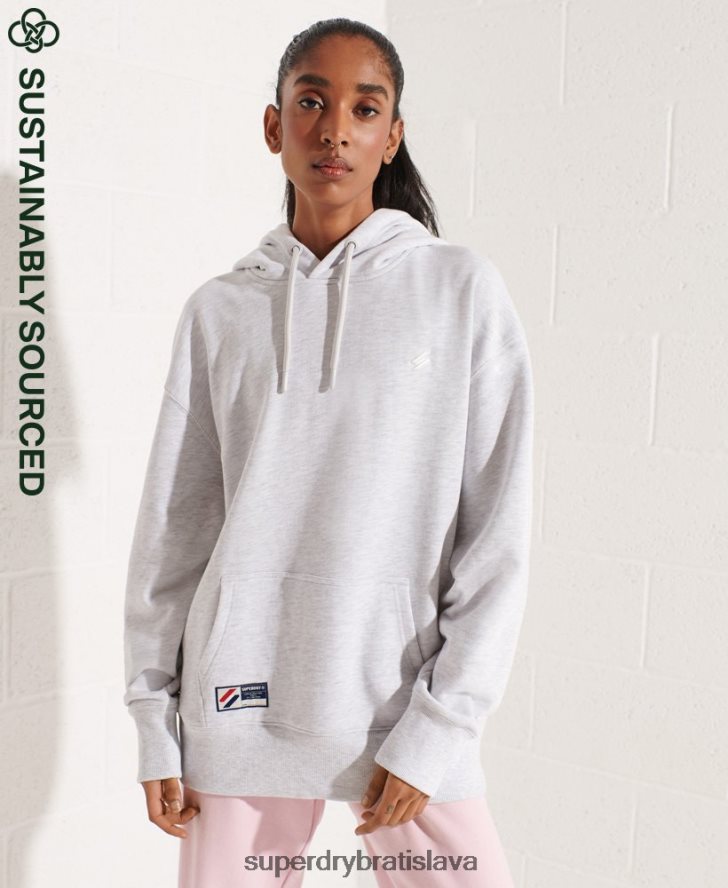 Superdry ženy Nadrozmerná mikina s kapucňou z organickej bavlny 6B4ZTR5852 oblečenie svetlo šedá