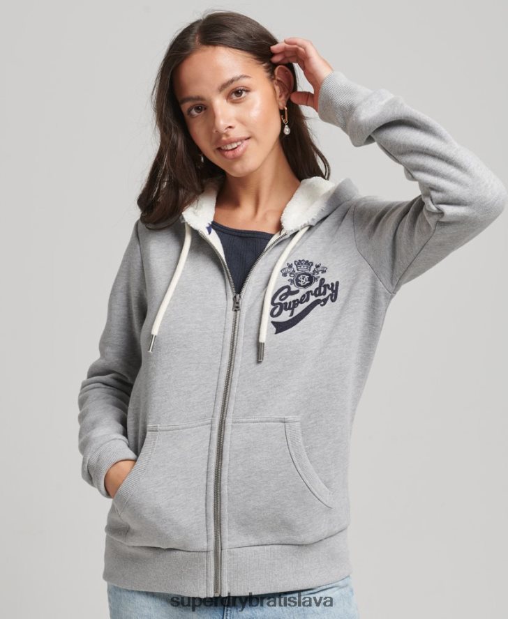 Superdry ženy Pride and craft mikina na zips 6B4ZTR6154 oblečenie sivá