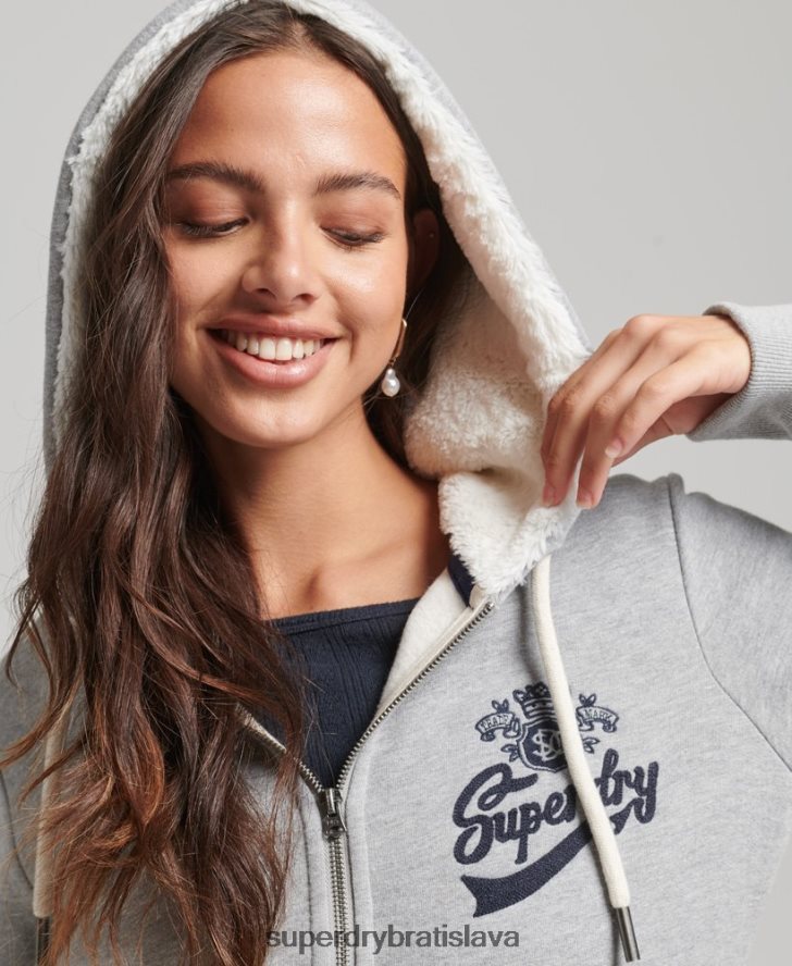 Superdry ženy Pride and craft mikina na zips 6B4ZTR6154 oblečenie sivá
