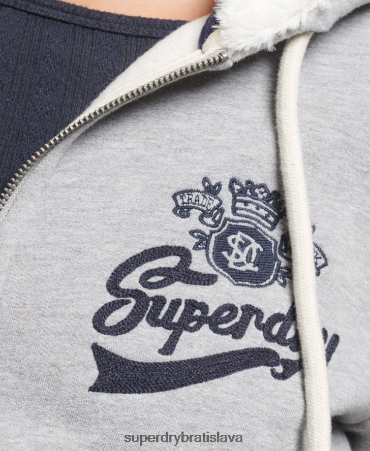 Superdry ženy Pride and craft mikina na zips 6B4ZTR6154 oblečenie sivá