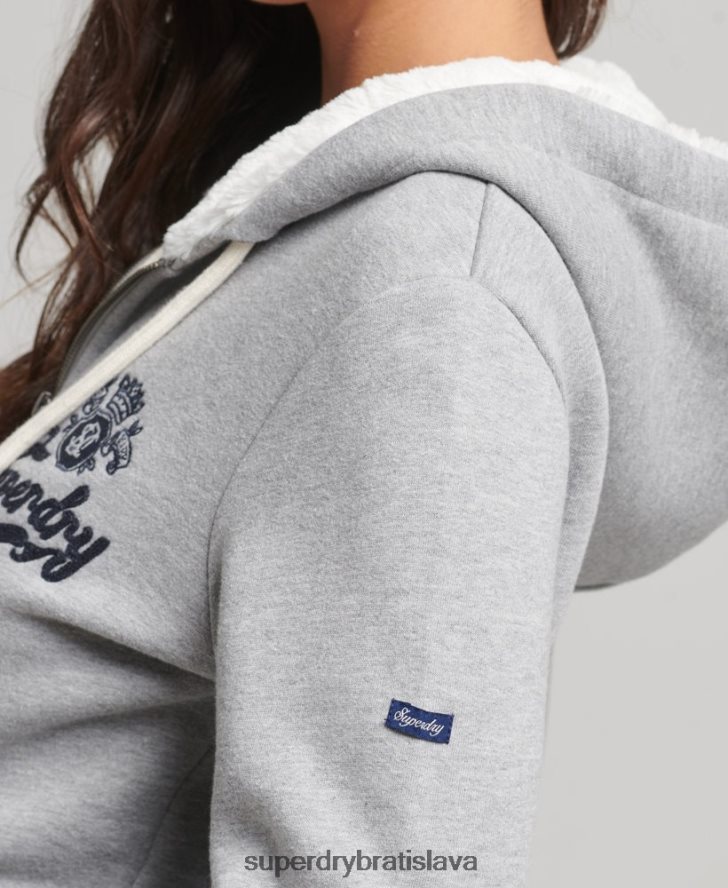 Superdry ženy Pride and craft mikina na zips 6B4ZTR6154 oblečenie sivá