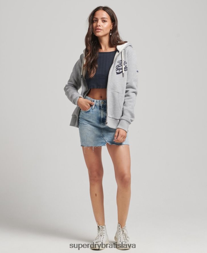 Superdry ženy Pride and craft mikina na zips 6B4ZTR6154 oblečenie sivá