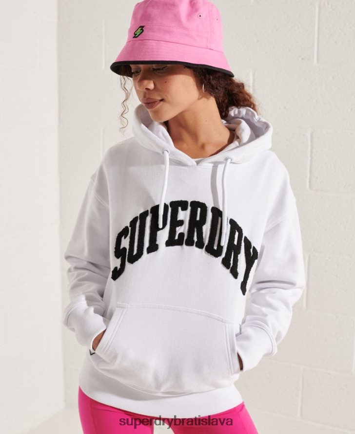 Superdry ženy Univerzitný oblúk mono mikina s kapucňou 6B4ZTR5979 oblečenie biely