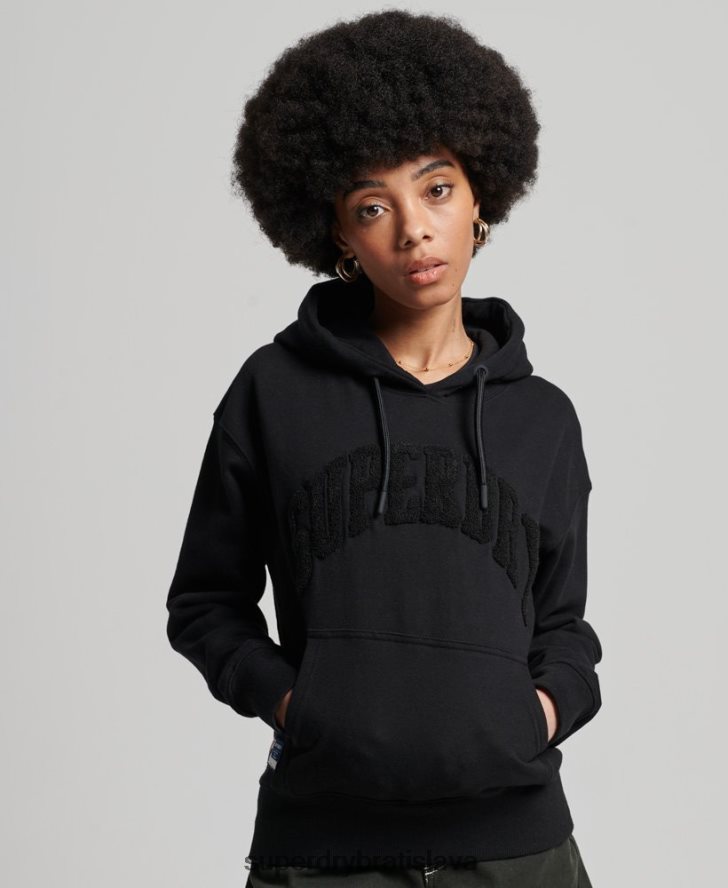 Superdry ženy Univerzitný oblúk mono mikina s kapucňou 6B4ZTR6066 oblečenie čierna