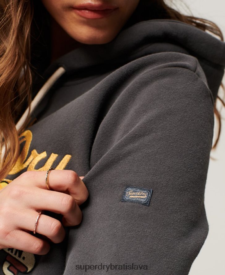 Superdry ženy Výpravná mikina s vintage logom 6B4ZTR2128 oblečenie tmavošedý