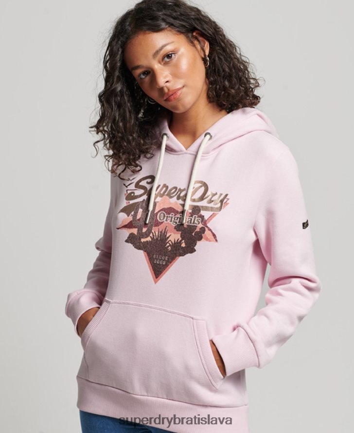 Superdry ženy Výpravná mikina s vintage logom 6B4ZTR2219 oblečenie Ružová