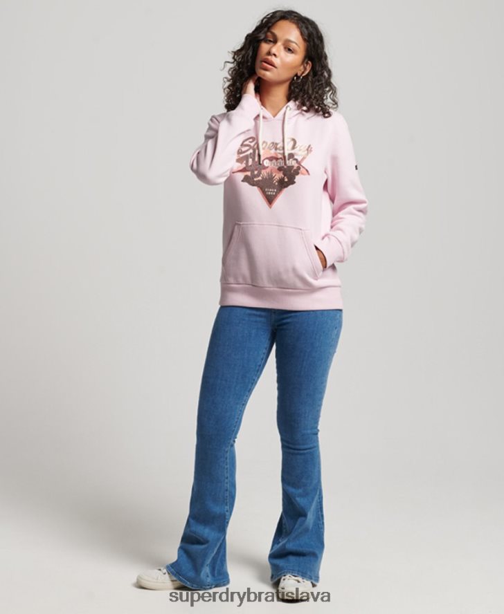 Superdry ženy Výpravná mikina s vintage logom 6B4ZTR2219 oblečenie Ružová