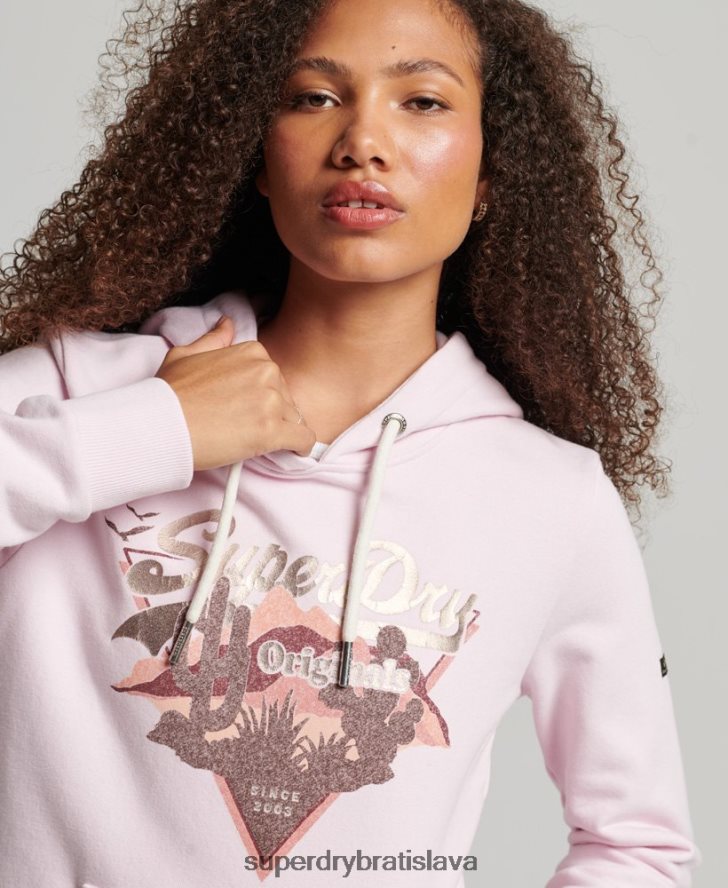 Superdry ženy Výpravná mikina s vintage logom 6B4ZTR3292 oblečenie Ružová