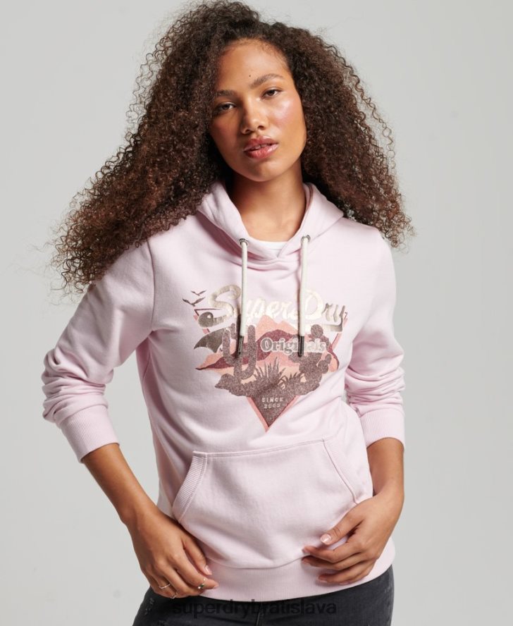Superdry ženy Výpravná mikina s vintage logom 6B4ZTR3292 oblečenie Ružová