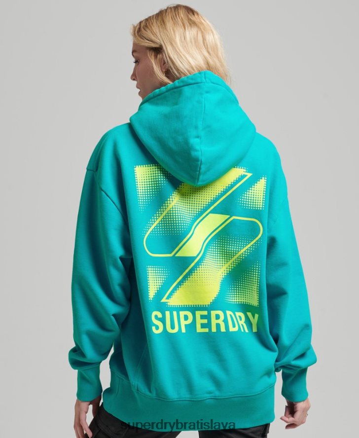 Superdry ženy Veľká mikina s kapucňou s polotónovým logom 6B4ZTR5933 oblečenie Modrá