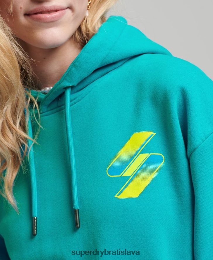 Superdry ženy Veľká mikina s kapucňou s polotónovým logom 6B4ZTR5933 oblečenie Modrá