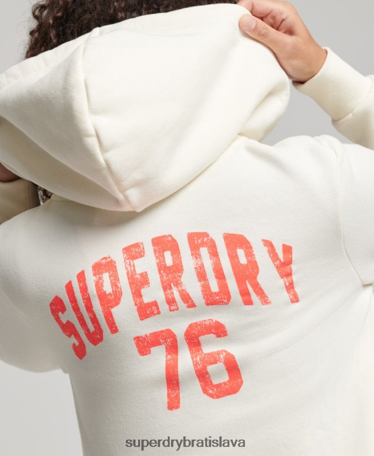Superdry ženy Vintage atletická mikina na zips 6B4ZTR2251 oblečenie biely