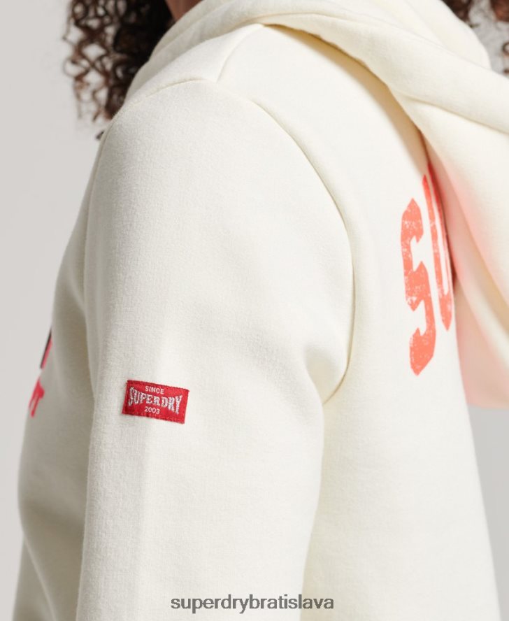 Superdry ženy Vintage atletická mikina na zips 6B4ZTR2251 oblečenie biely