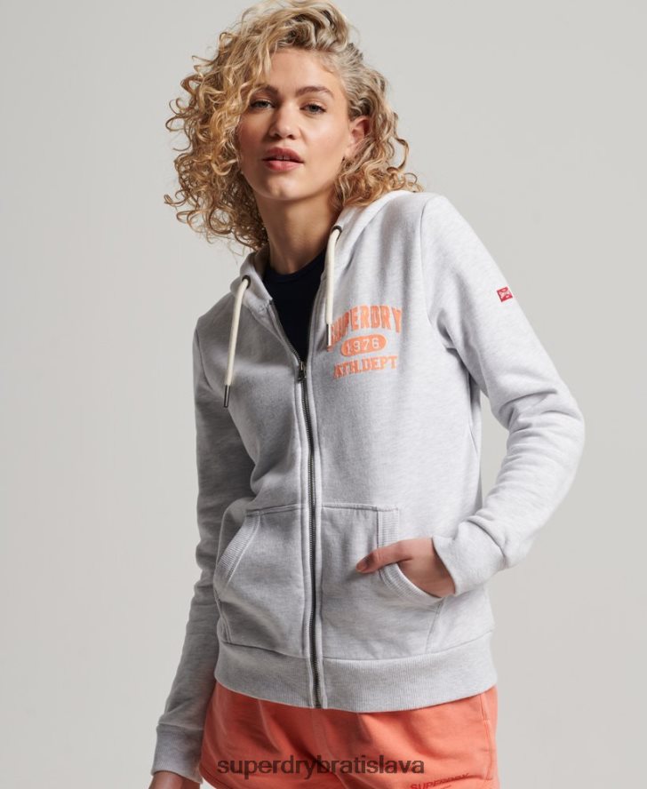 Superdry ženy Vintage atletická mikina na zips 6B4ZTR2262 oblečenie svetlo šedá
