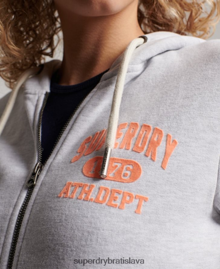 Superdry ženy Vintage atletická mikina na zips 6B4ZTR2262 oblečenie svetlo šedá