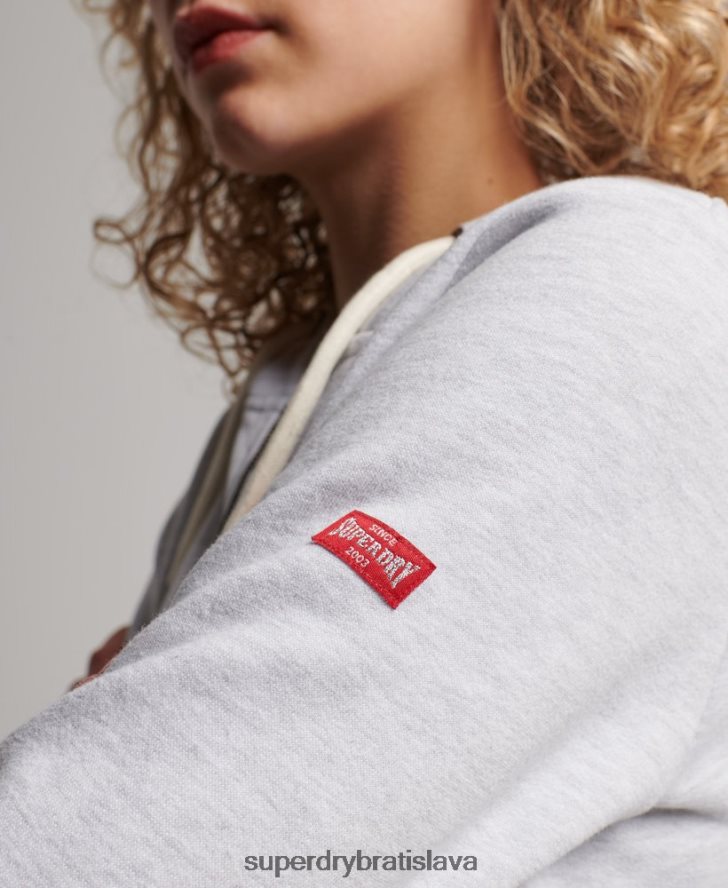 Superdry ženy Vintage atletická mikina na zips 6B4ZTR2262 oblečenie svetlo šedá
