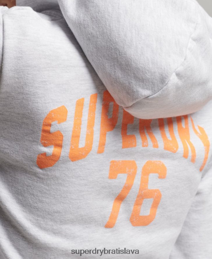 Superdry ženy Vintage atletická mikina na zips 6B4ZTR2262 oblečenie svetlo šedá