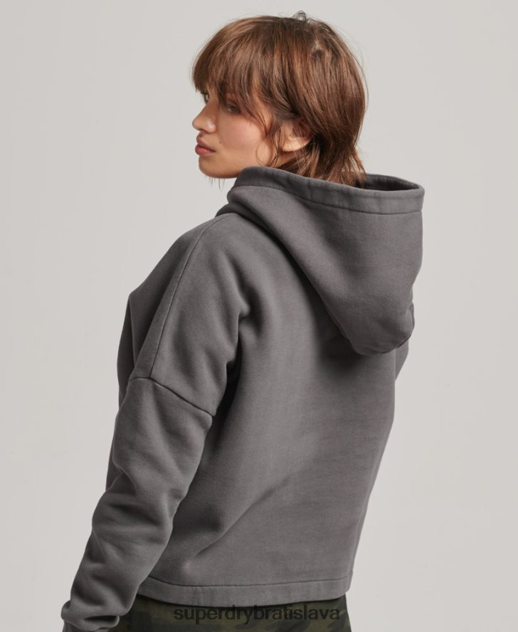 Superdry ženy Vintage box fit mikina s logom 6B4ZTR5764 oblečenie tmavošedý