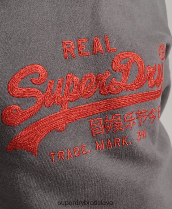 Superdry ženy Vintage box fit mikina s logom 6B4ZTR5764 oblečenie tmavošedý